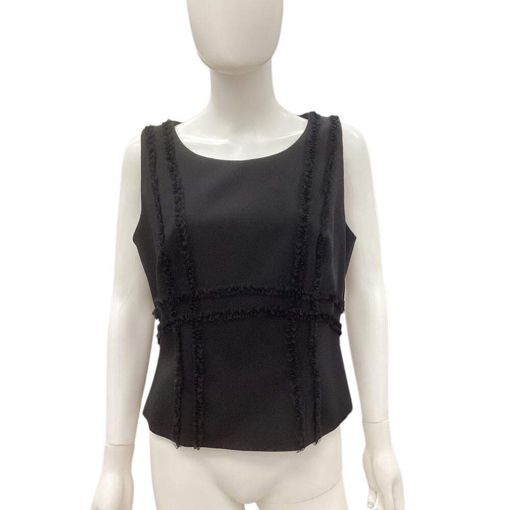 NWT Laurèl Top Women’s SZ 12 Cropped Sleeveless Mesh Appliqué Side Zipper Black